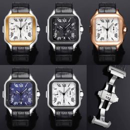 JJF-factory 43mm Mens Sapphire Glass Square Watch Leather Strap 7750 Automatic Mechanical Watch Sport Waterproof Designer Watches