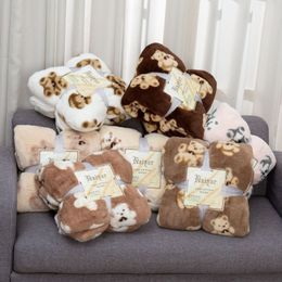 Blankets Cute Bear Winter Warm Blanket Faux Rabbit Fur Soft for Livingroom Sofa Throw 130x160cm Plush Bedspread 160x200cm 230919