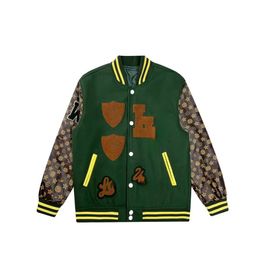 Men Embroidery Unisex Fashion Oversized Hip Hop Varsity Baseball Jacket Leather Sleeve Hi Street Loose Fit Letterman Coat Outerwear tg