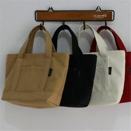 Cosmetic Bags 2023 Summer Canvas Solid Colour Bag Ladies Handbag Four Seasons All-match Cute Japanese Art Students