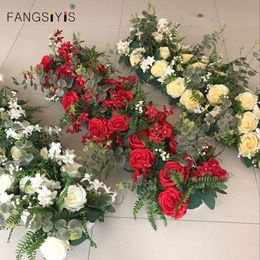 Christmas Decorations 50100CM DIY Wedding Flowers Wall Arrangement Supplies Silk Rose Artificial Floral Row Decor Marriage Arch Backdrop decoration 230919