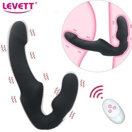 Sex Toy Massager Wireless Strapless Strapon Dildo Vibrators Female Double Head Vibrating g Spot Anal Prostate Stimulate Couples for Women