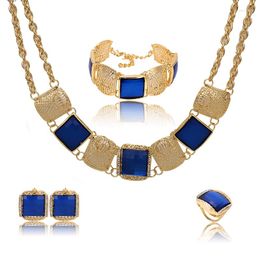 Necklace Earrings Set Exquisite Dubai 18k Gold Plated Jewellery Brand African Nigerian Wedding Bridal Jewellery Women Promotion