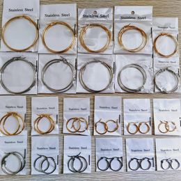 22Pairs lot Gold & Silver Mix Classic Circle Hoop Earrings For Women Stainless Steel Huggie Earring Wedding Jewellery Party Gift SIZ205f