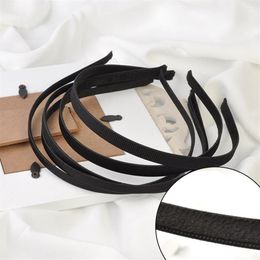 10pcs 5mm 10mm Black Grosgrain Ribbon Covered Plain Metal Headbands With Velvet Back Lined Wire Hairbands Diy Hair Accessories237i