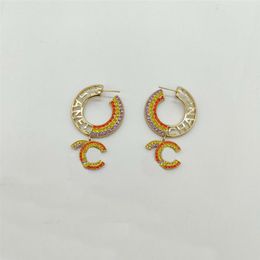 2023 Luxury quality Charm drop earring with white and red Colour diamond round shape design have box stamp PS7501A214e