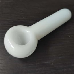 5 inch Smoking Pipe Large Spoon Pipes with Left Side Carb Hole Tobacco Bowl White Colour