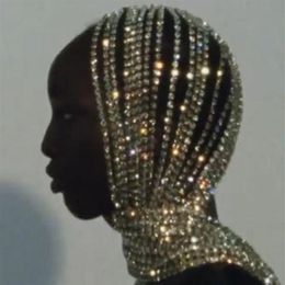 Hair Clips & Barrettes Exaggerated Rhinestone Long Tassel Headband Cover Full Head Chains Headpiece For Women Luxury Crystal Bib H2524