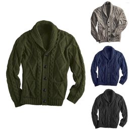 Men's Sweaters Male Autumn And Winter Simple Sweater Jacket Lapel Cardigan Pocket Knit Warm Pullovers Knitting Pullover