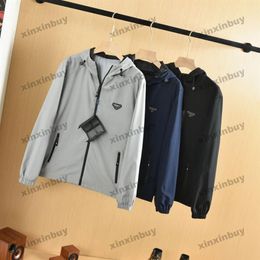 xinxinbuy Designer Jackets Men Women Jacquard fabric Triangle label paris Lapel Neck black S-XL2374