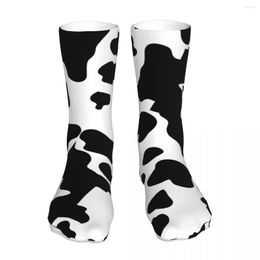 Men's Socks Happy Funny Women's Casual Aesthetic Cow Print Black And White Graphic Spring Summer Autumn Winter