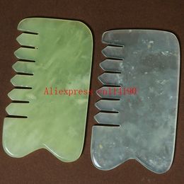 Hair Brushes Natural Jade Stone Guasha Gua Sha Board Comb Shape Massage Hand Massager Relaxation Comb Health Care Healthy Beauty Tool 230918