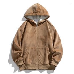 Men's Hoodies Autumn Oversize Fleece Cardigan Coat Men Zip Up Fashion Korean Streetwear Baggy Hooded Sweatshirts Tops Clothing Male