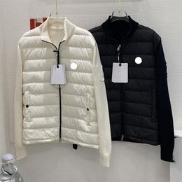 23ss Luxury designer men down Parkas Women's Embroidery Badge Knitted Panel Stand up Neck Puffer Jacket Winter Jacket Couple 259S