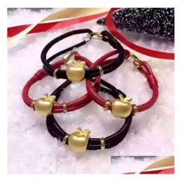 Euramerican Chirstmas Lover Bracelet Creative Charm Gold Apple Pendant Braid Bangles Jewellery Nice Gift Ship Drop Delivery Dhcau
