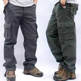 Men's Pants Cargo Men Military Work Overalls Loose Straight Tactical Trousers Multi-Pocket Baggy Casual Cotton Army Slacks