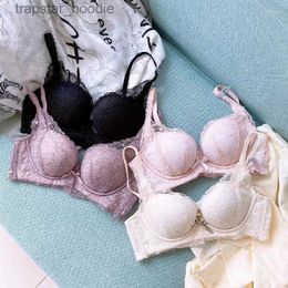 Bras Sets Bras Sets Sexy Lingerie Set Full Lace Women Panties Underwear Push Up Thicken Cotton Small Brassiere Fashion Soft Bra Sleepwear L230919