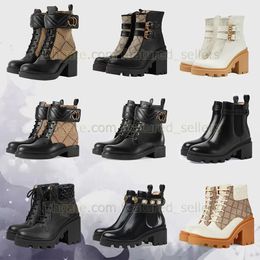 With Box Luxury Desert Boot Leather Boot Snow Boots Martin Boots Rubber Boot Snow Boots Womens Hight Heel Platform Boots Outsole Boots Vintage Print Zipper With Box