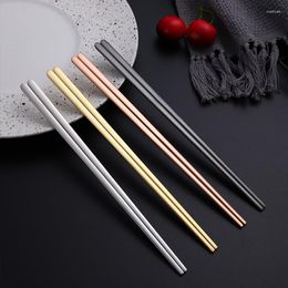 Chopsticks Korean Creative Stainless Steel Gold-plated Solid Flat Gold Thickened Household Non-slip