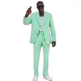 Men's Suits Light Green Daily Suit 2 Pieces Classic Fit Street Clothes 3 Button Shawl Lapel Summer Bohemian Style Costume Homme Wear