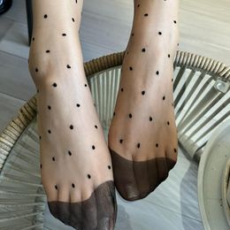 Women Socks Retro Small Dot Nude Stockings Ladies See Through Long Non Elastic Party Club Sexy For Garter Belt