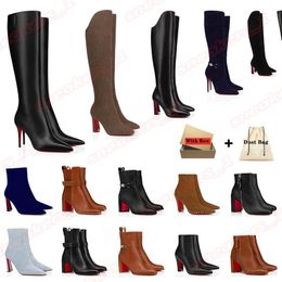 Red Bottoms Boots Designer Boots Women over the knee winter boot leather so kate chelsea booty pointed-toe pumps sexy high heel ankle short booties 35-42 XH4C