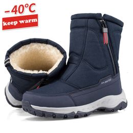 Boots Winter Men Boots Outdoor Hiking Shoes Thick Fur Warm Snow Boots Plus Size 36-46 Casual Platform Boots Male Non-slip Men Shoes 230918