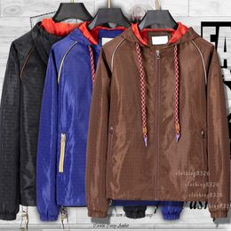 quality designer jacket men's hooded jacket street zipper letter waterproof jacket Parker pilot windbreaker thin jacket soft spring and autumn