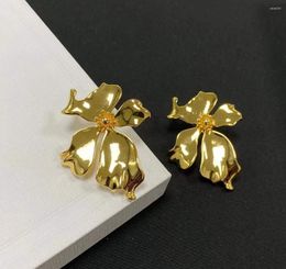 Stud Earrings Fashion Large Flower Female Gold Plated Floral Shape Earring Exaggerated Design Geometric Fine Jewelry