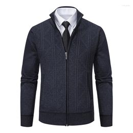 Men's Sweaters Autumn Winter Cardigan Stand Collar Knitted Sweatercoat Men Business Casual Warm Sweater Knit Outerwear Coat Man Cardigans