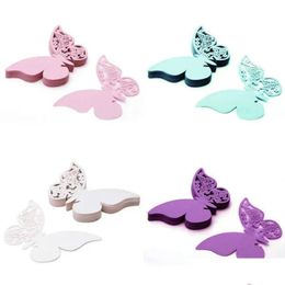 Party Decoration Table Mark Name Paper Laser Cut Cards Butterfly Shape Wine Glass Place Card For Wedding Drop Delivery Home Garden F Dhos3