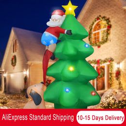 Other Event Party Supplies 6FT Christmas Inflatable Decoration Tree with Santa Claus and Dog Decor LED 230919