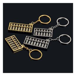 Abacus Keychains 6 Files 8 Metal Key Ring Chinese Wind Gold Sier Chain Pendant Fashion Accessories Drop Delivery Dhqfh