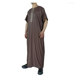 Ethnic Clothing Thobe MOROCCO STYLE Arab Cotton And Linen Short-Sleeved Robe Islamic Men