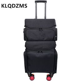 Cosmetic Bags Cases KLQDZMS Highquality Fashion Oxford Cloth Makeup Bag Ladies Rolling Trolley Luggage Carryon Wheel Multifunctional Case 230919