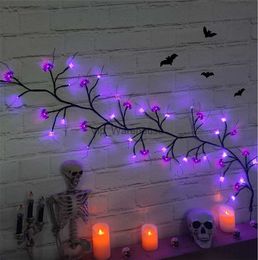 LED Strings Party 1.5m 60leds Xmas Pumpkins Bats Spiders Branches Vine Light String Artificial Willow Twig Lights for Home Patio Halloween Deocr HKD230919