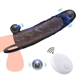 Sex Massager Wilreless Remote Control Penins Sleeve Vibrator Reusable Male Enlargement Delay Cock Ring Vibrating Penis Cover