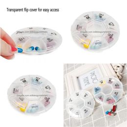 Storage Boxes Bins Pill Case Container 7 Grids Portable Weekly Box Mini Medicine Organiser Tablet Dispenser Splitters Drop Deliver Dh4Nl