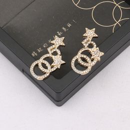 Luxury Stud Earrings Designer For Woman Jewellery Gold Plated Brand Letter Diamond Earrings Wedding Party Gift