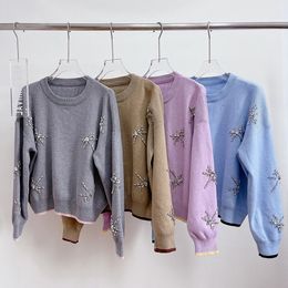 917 2023 Autumn Brand SAme Style Sweater Long Sleeve Crew Neck Pullover Blue Purple Grey Khaki Fashion Womens Clothes High Quality Womens yl