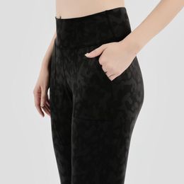 Women's Pants Nakedfeel Fabric Loose black Leopard Elastic Leggings with two side pockets Full length 230919