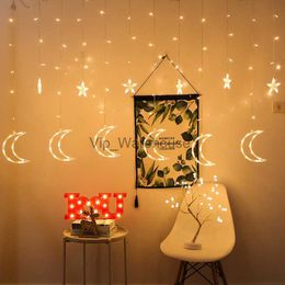 LED Strings Party 3.5M Moon Stars Garland Curtain Fairy Lights Eid Mubarak Decor Ramadan Decorations for Home Islam Muslim Party HKD230921