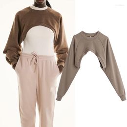 Women's Sweaters Women 2023 Fashion Arm Warmers Short Sweatshirt Vintage High Neck Long Sleeve Female Pullovers Chic Tops