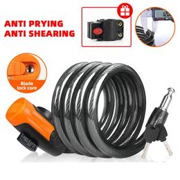 Bike Locks Steel Mountain Bike Cable Lock Portable Helmet Lock Durable Steel Wire Secure Anti Theft Scooter Frame Lock Bicycle Accessories 230919