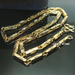 18K GOLD FILLED MENS WOMEN'S FINISH Solid CUBAN LINK NECKLACE CHAIN 50cm L N2982034