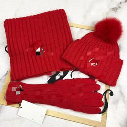 2023 New Winter Wool Warm Scarf Hat Glove Set Luxury Fashion Casual Scarf Men's and Women's Designer Brand Classic Letter Hat Glove26DSF