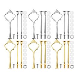 Baking Pastry Tools 6Pcs For 3 Tier Cake Stand Fittings Hardware Holder Resin Crafts Diy Making Cupcake Serving Decoration Drop Delive Dhypl