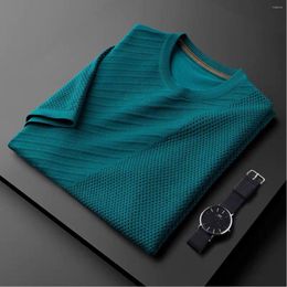 Men's T Shirts European And American Trend Jacquard Round Neck Knitted T-shirt 2023 Summer Fashion Korean Casual Breathable Half Sleeve