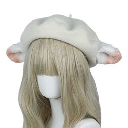 Cute Sheep Ears Beret Elegant Lolita Octagonal Hat Painter All Match Warm Surprise Gift for Girlfriend Women Female 230920