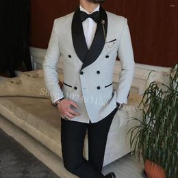 Men's Suits Tailor Made Male Slim Fit 2 Pieces Double Breasted Formal Elegant Bridegroom Wedding Set Costume Homme Mariage